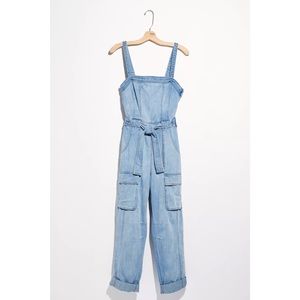 Free People Go West Denim Jumpsuit